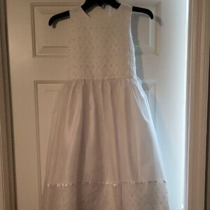 Never Worn Elegant White Sleeveless Girls Dress Size 10